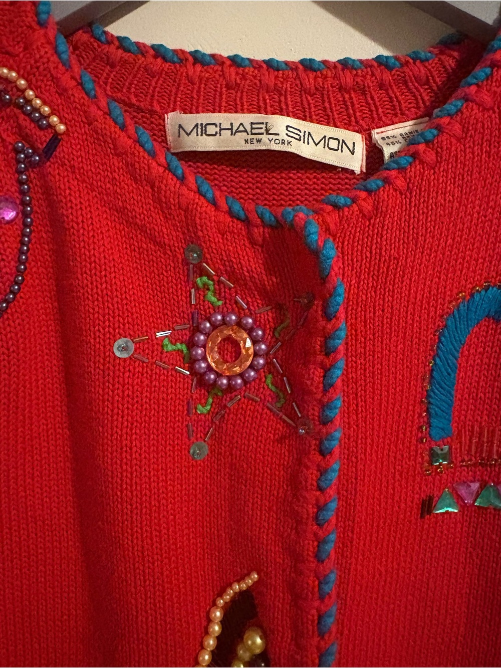 Vintage Western Beaded Cardigan Sweater X-Large Festival Stampede Cowgirl Music - Picture 6 of 12